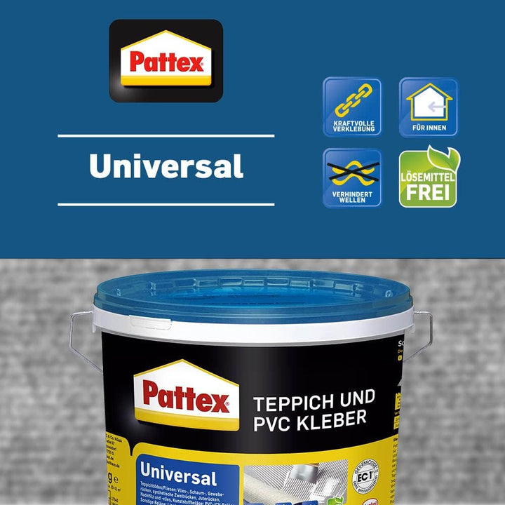 Pattex Teppich und PVC Kleber Universal, starker Kleber für PVC-Beläge & Teppiche, Teppichkleber für