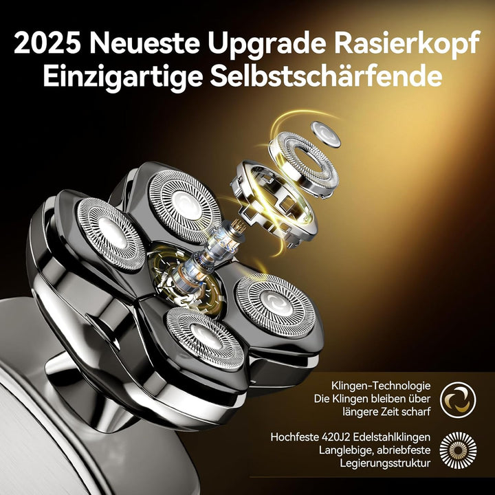 Glatzen Rasierer Herren, Kensen 5 In 1 Kopfrasierer Wasserdicht Head Shaver Men Magnetische Rasierer