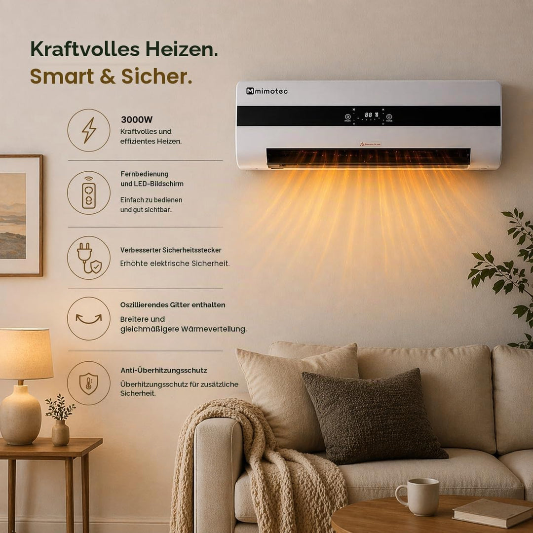 Keramik-Wand-Heizlüfter Dad 3000W, leise, dad