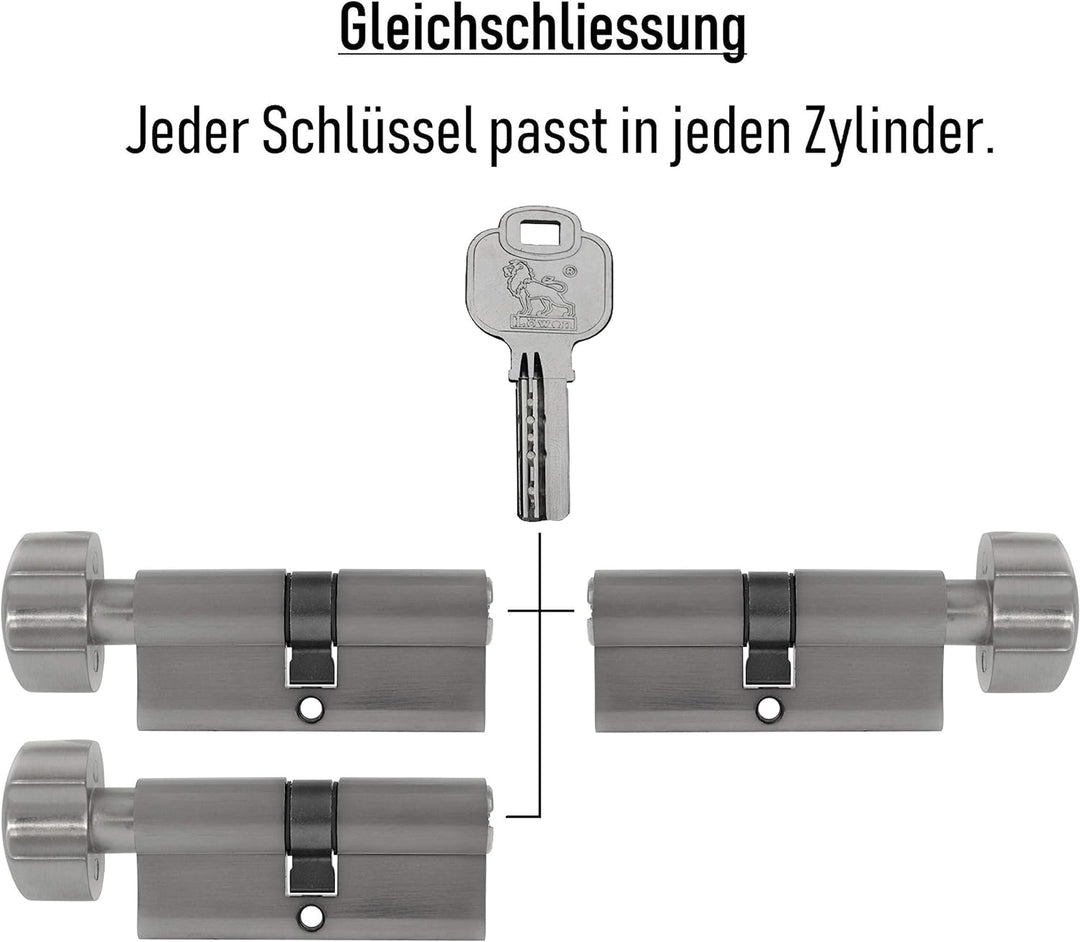 3x Knaufzylinder KD 80 mm 40/40 gleichschliessend inkl. 15 Schlüssel