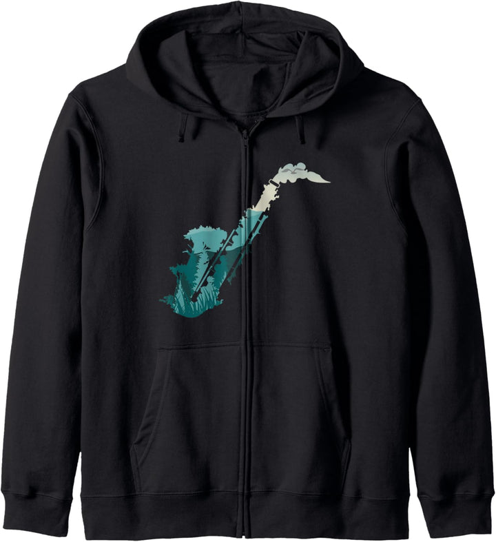 Landschaft Saxophon Instrument Geschenk Für Saxophonisten Kapuzenjacke