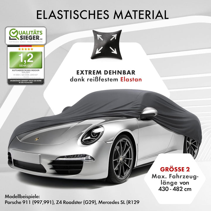 WALSER Premium Abdeckung Auto Indoor Stretch Plus Qualitätssieger Sehr Gut* - Autoplane Indoor Abdec