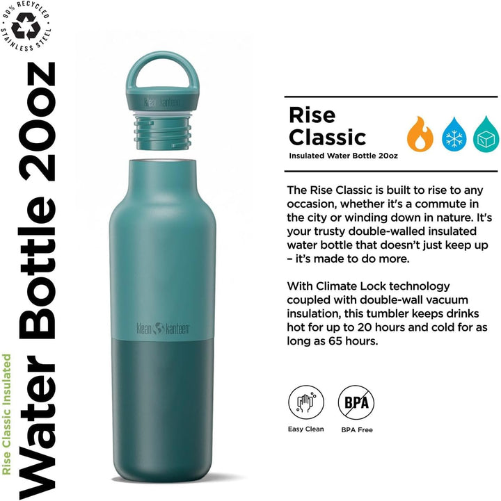 Klean Kanteen Rise klassische Isolierflasche aus Edelstahl, mit Bogenschlaufenverschluss, in der Far