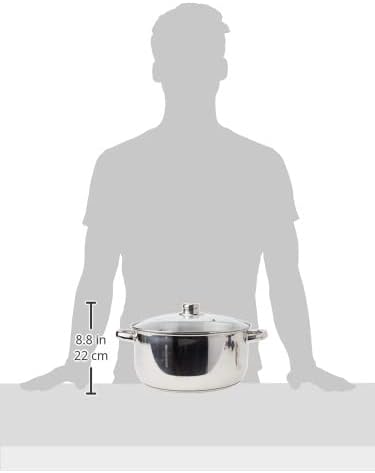 Crealys 502386 Kochtopf, Edelstahl, mit Glasdeckel, 8 l, Durchmesser 28 cm D28cm - 8L, D28cm - 8L