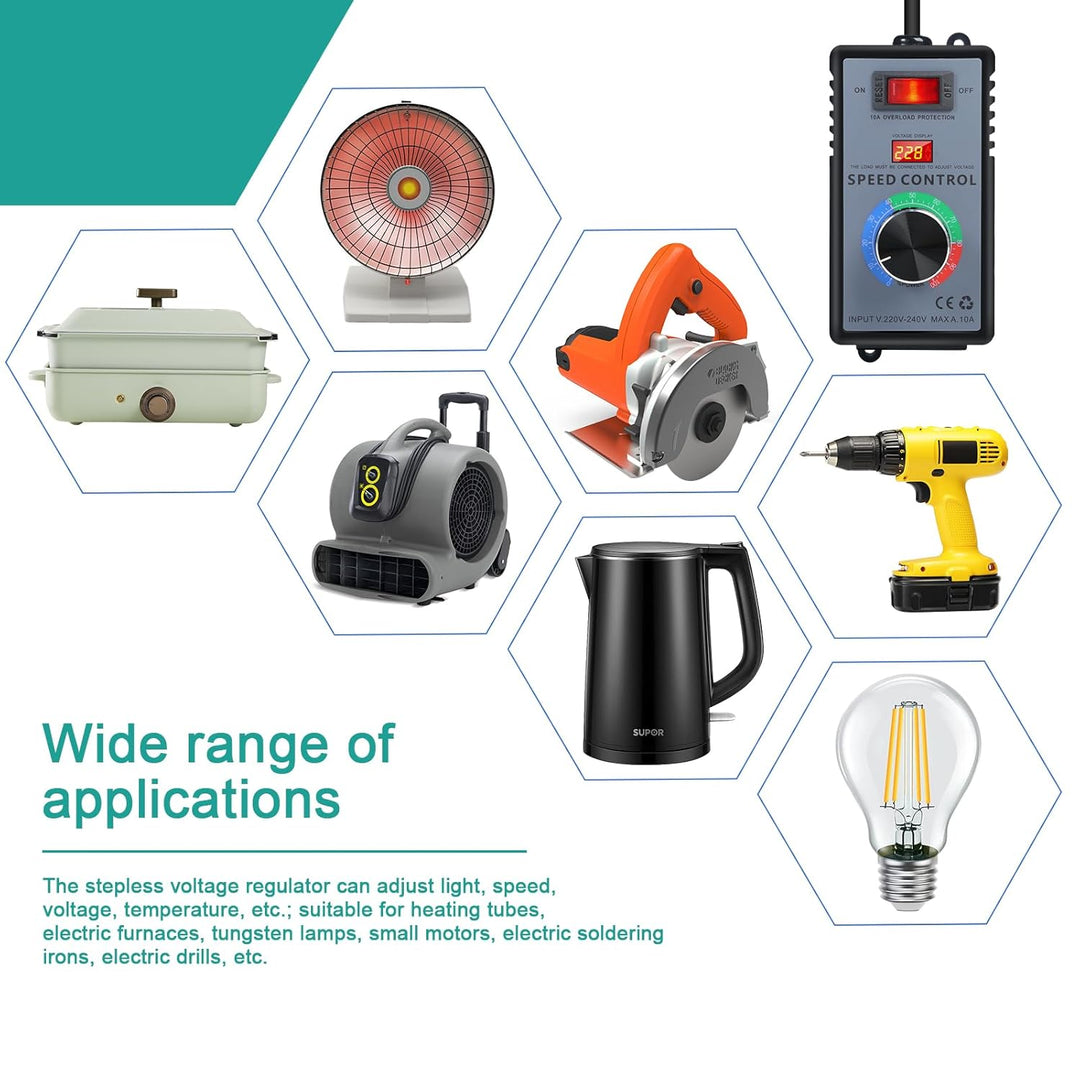 Ailao Drehzahlregler 230v Drehzahlregler Motor Verwendung für Winkelschleifer/Bläser/Handbohrer/Krei