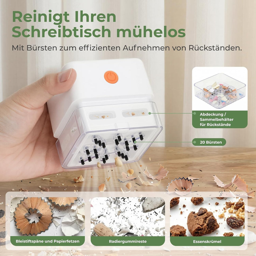 HOKO Mini Tischstaubsauger, USB-C wiederaufladbar, 20 Bürsten für Krümel, Staub für Schreibtisch und