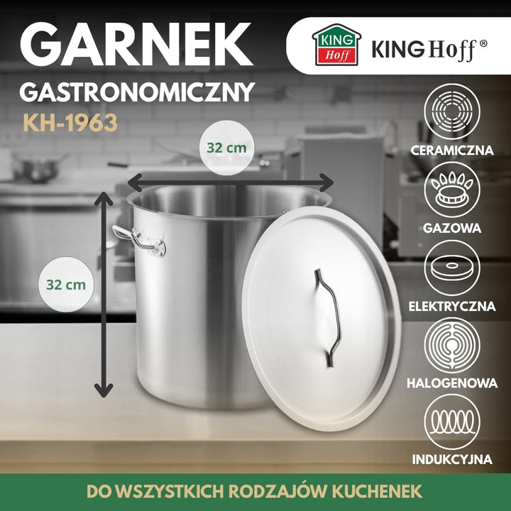 Gastronomischer Topf Kochtopf 32 cm 25L EdelstahL Kinghoff KH-1963