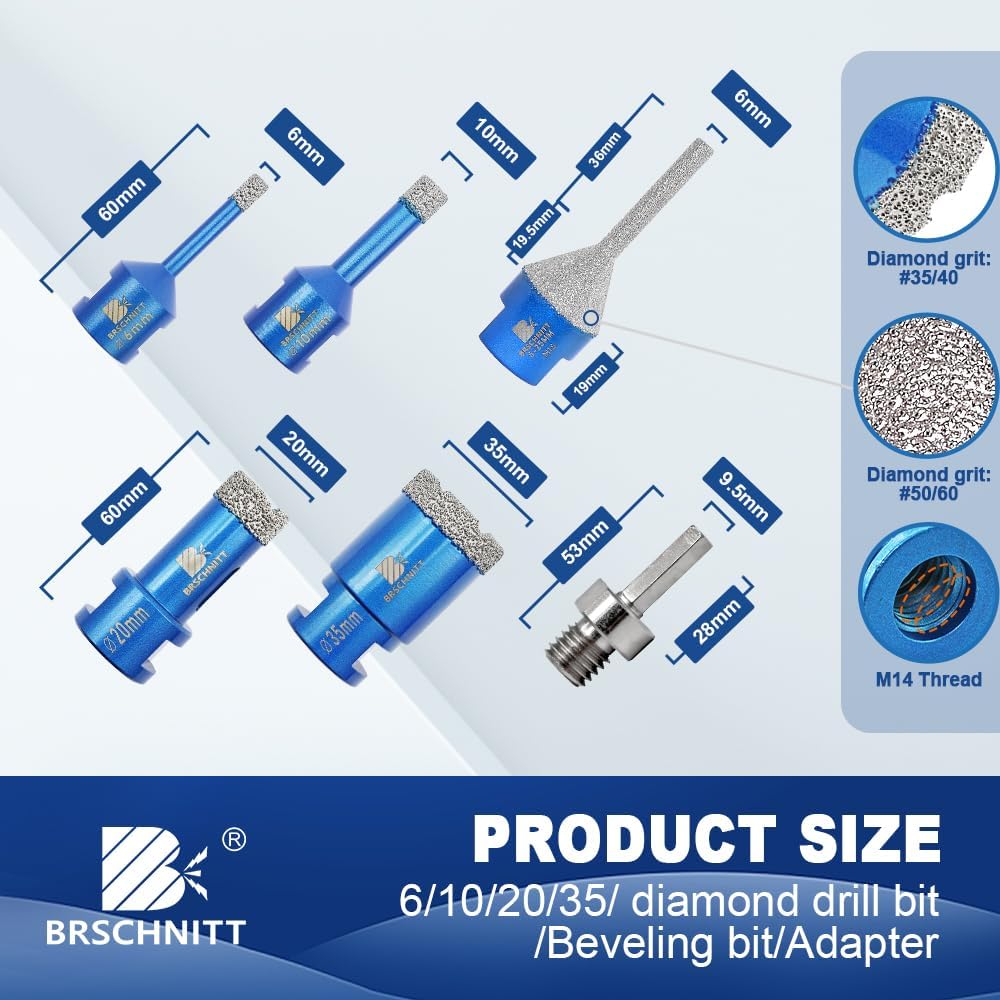 Diamantbohrer Fliesenbohrer Set - 6/10/20/35mm & BRSCHNITT Diamant Fliesenbohrer Set 6-110mm