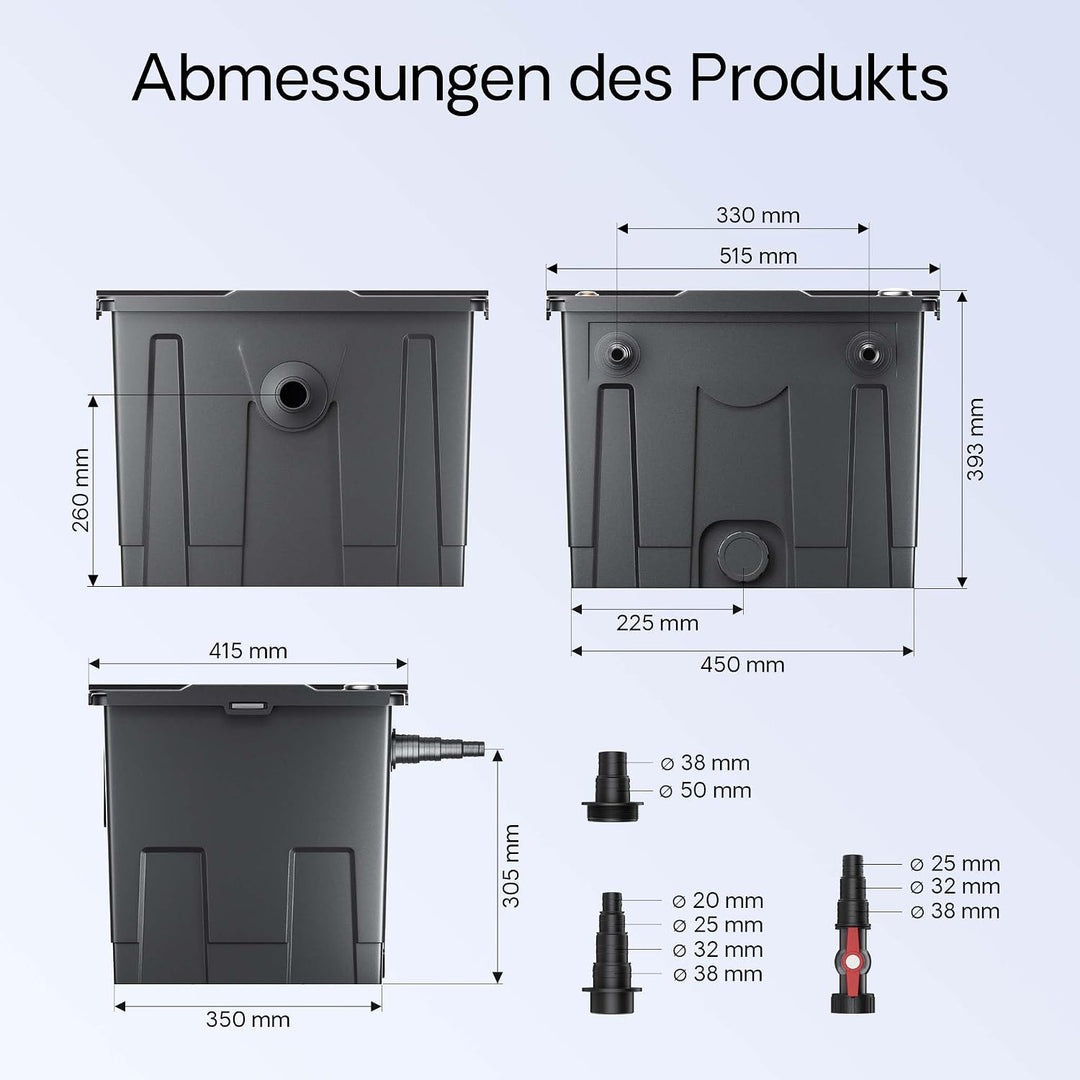 SunSun CBF-350 CUV-224 24W Set NEO8000 Pumpe Schlauch Teichfilterset