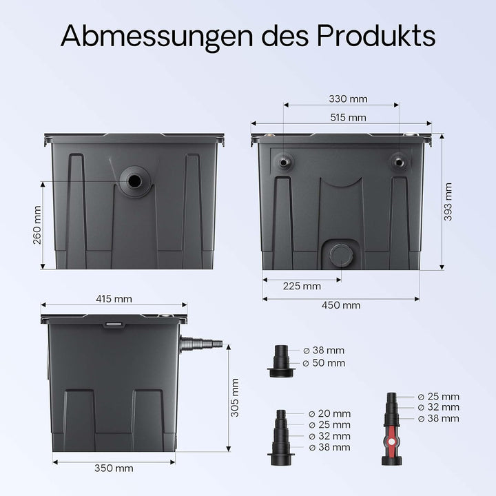 SunSun CBF-350 CUV-224 24W Set NEO8000 Pumpe Schlauch Teichfilterset
