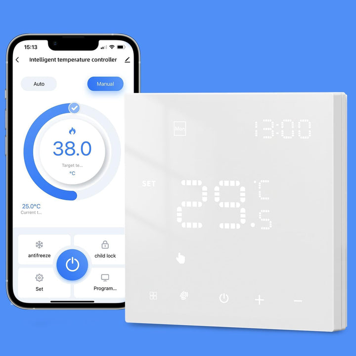 Smart WiFi Thermostat Für Wasser Fussbodenheizung und Gasboiler, Programmierbar Raumthermostat Unter