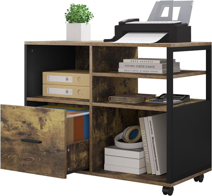 WOLTU Aktenschrank, Rollcontainer mit Schublade, Büroschrank auf Rollen, Rollschrank, Bürocontainer,