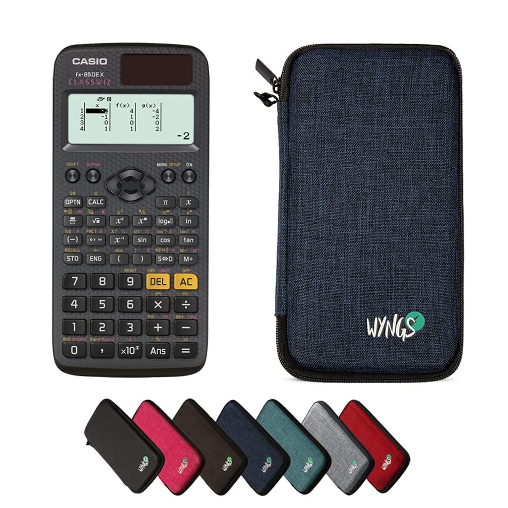 Casio fx-85DE X ClassWiz inkl. WYNGS Schutztasche Blau - Wissenschaftlicher Taschenrechner - Basic S