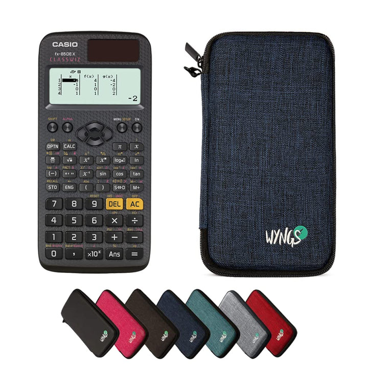 Casio fx-85DE X ClassWiz inkl. WYNGS Schutztasche Blau - Wissenschaftlicher Taschenrechner - Basic S