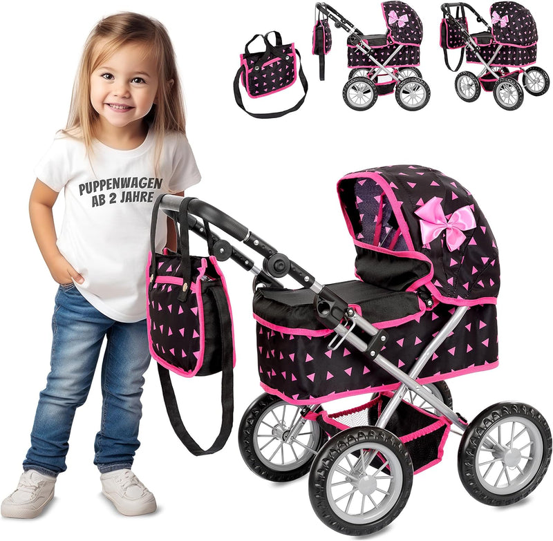 Kinderplay Puppenwagen ab 2 Jahre, Kinderwagen Puppen - Leichte und Stabile Konstruktion, Kinderpupp