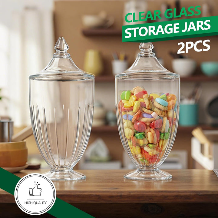 2 x 750 ml Glas-Süssigkeiten-Gläser mit Deckel, transparent, dekorative Vorratsdosen für Süssigkeite