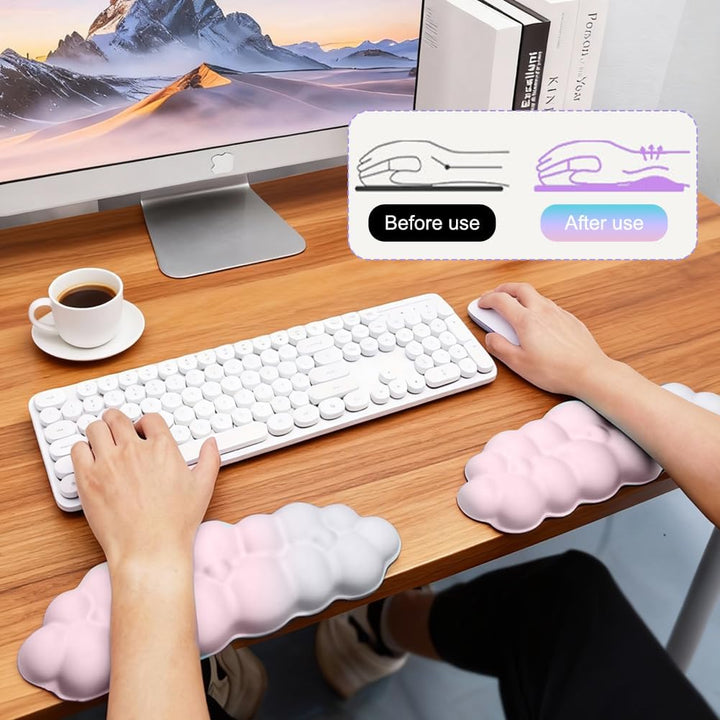 L-förmige Cloud Handballenauflage Tastatur – Ergonomische Armauflage Schreibtisch,Memory-Schaum Ellb