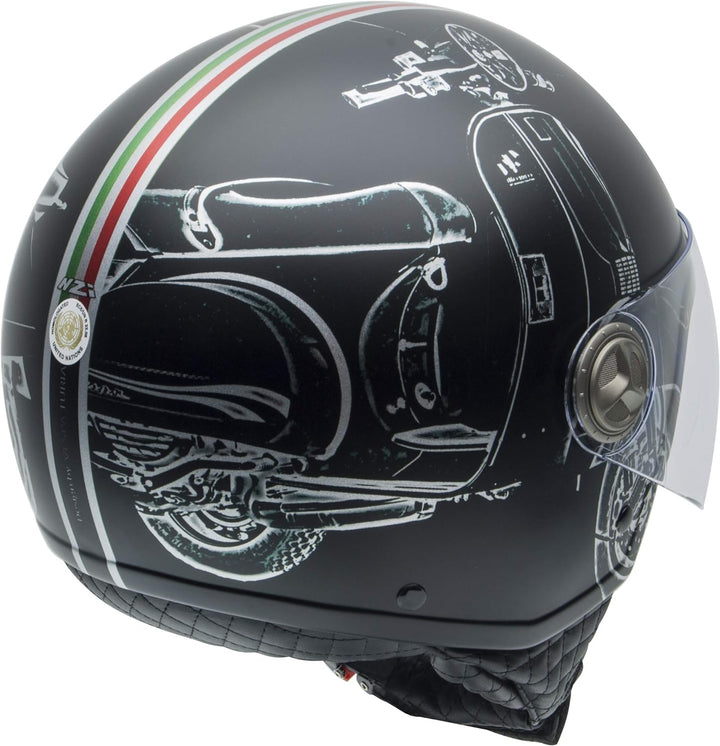 NZI Herren 050267A046M Zeta Grafik Offenes Gesicht Motorradhelm, Matt B-Vespa Turia, M