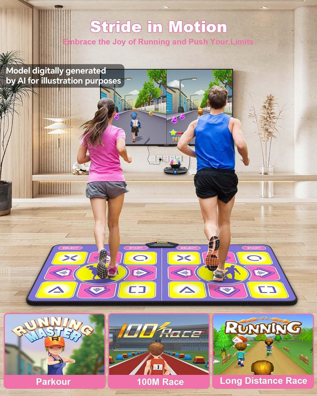 Elektronische Doppel-Tanzmatte für TV Mit Kamera, rutschfeste Tanzspielzeug für Kinder Erwachsene, G