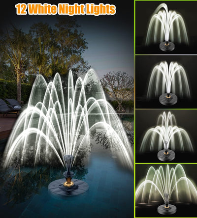 SZMP Springbrunnen für Gartenteiche 2023 Upgraded für draussen,6W LED Licht Teichpumpe 4 DIY Effekte