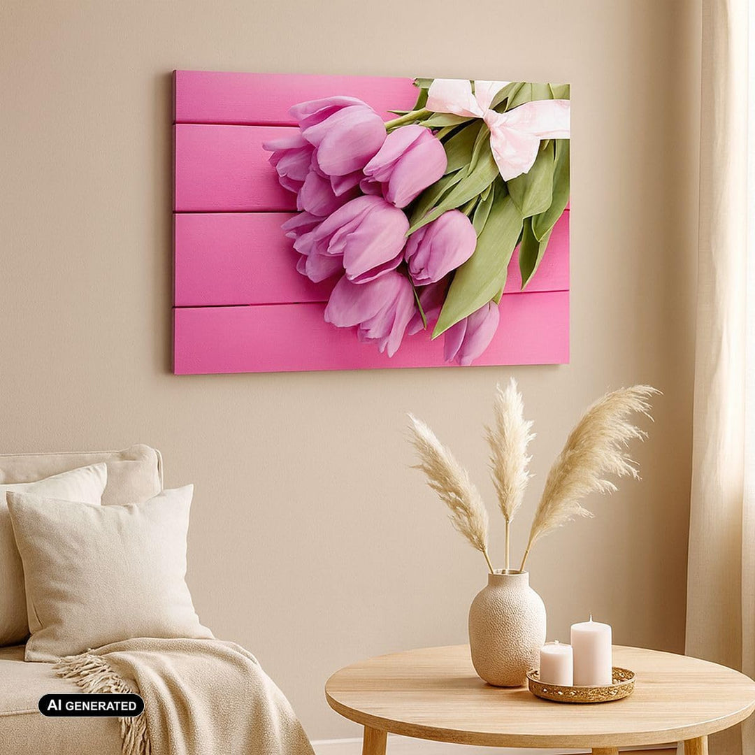 Bilder auf Leinwand 100x70cm Leinwandbild Tulpen Blumenstrauss Garten Gross Wanddeko Bild Schlafzimm