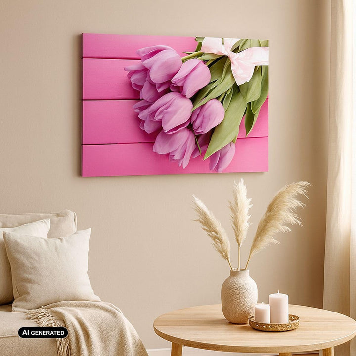 Bilder auf Leinwand 100x70cm Leinwandbild Tulpen Blumenstrauss Garten Gross Wanddeko Bild Schlafzimm