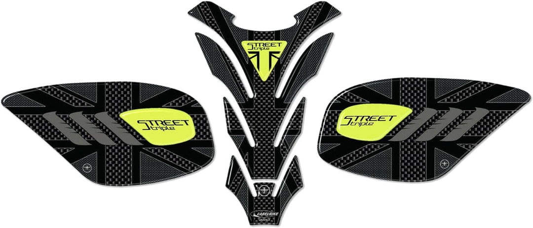 labelbike - 3D-Aufkleber-Kit für motorradtanks, kompatibel mit Triumph Street Triple 2013-2020 Gelb,