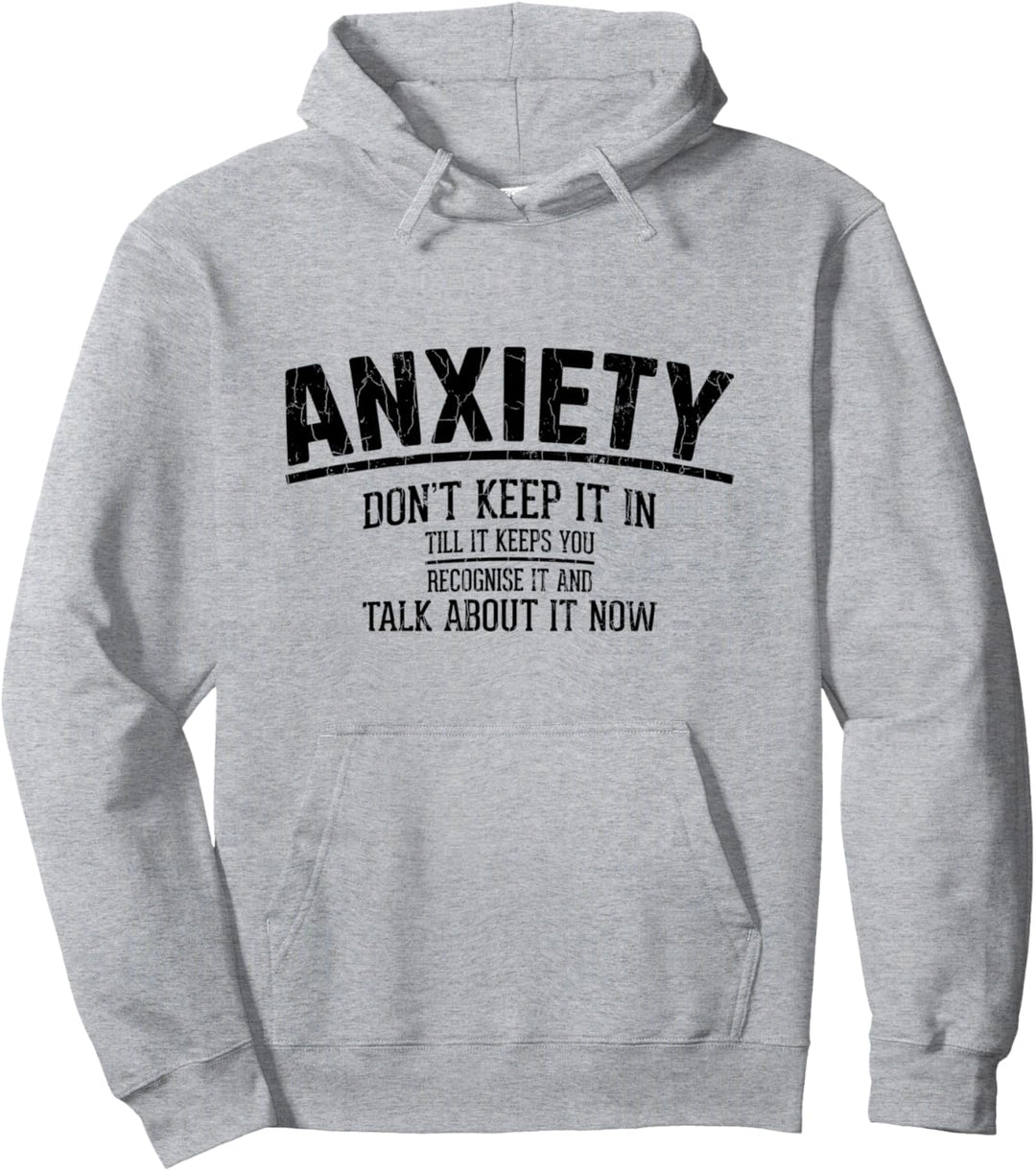 Anxiety Facts PTSD Awareness Ribbon Happy Graphic Pullover Hoodie