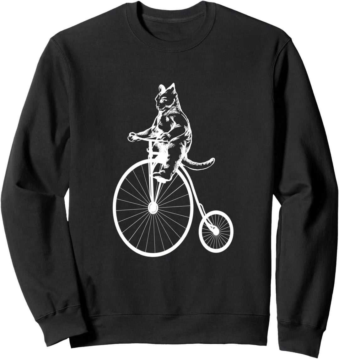 Fahrrad Lustig Design Männer Frauen Katzen Retro Sweatshirt