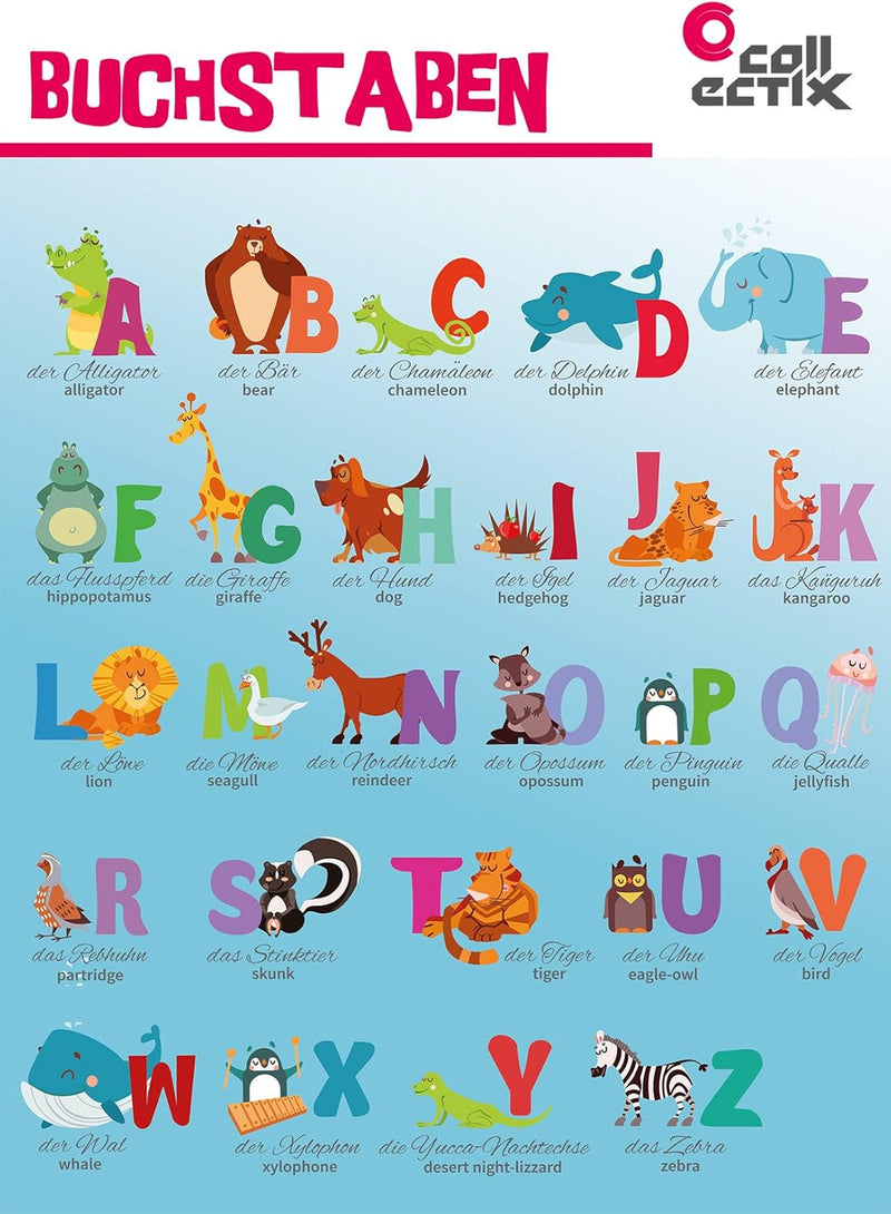 Ravensburger tiptoi Buch - Mein Lern-Spiel-Abenteuer | Uhr und Zeit + Kinder ABC Buchstaben Poster |