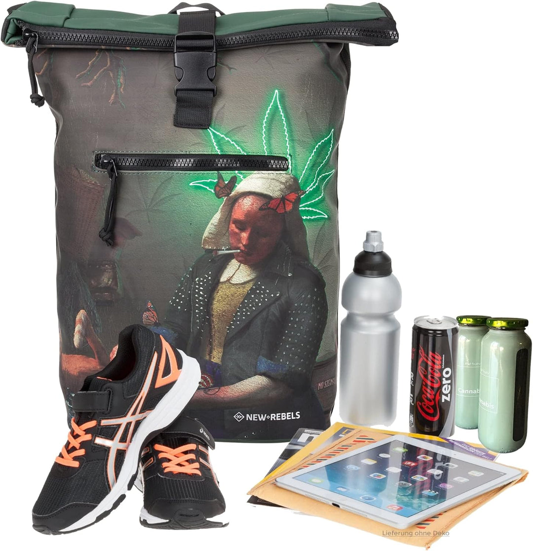 New Rebels Rucksack Plane Time Bag Kurierrucksack Roll-up Fahrradrucksack Sport Fitness + Flasche Ga