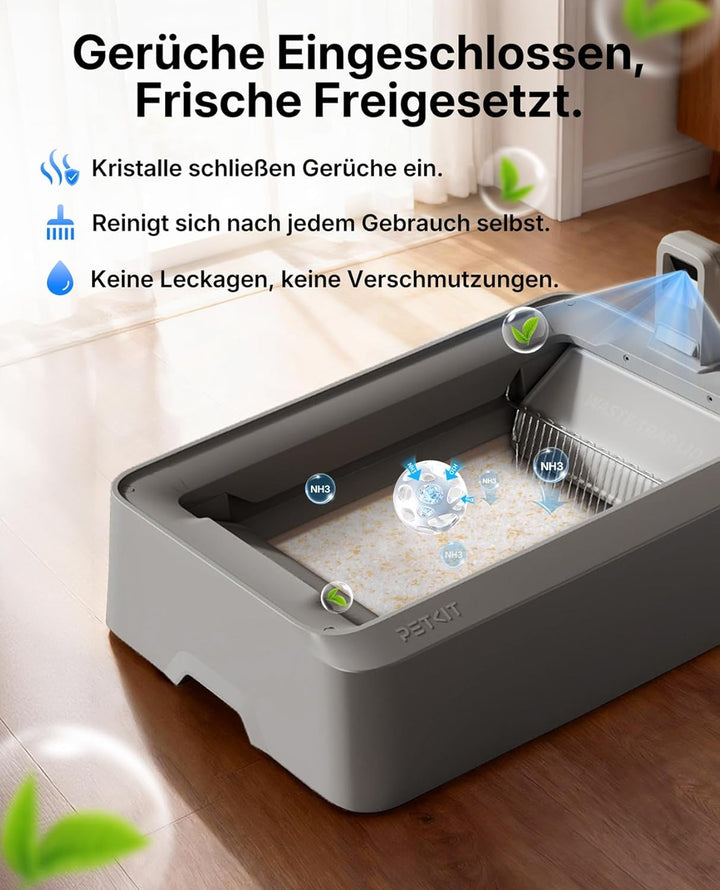 PETKIT Kristall Katzenstreu Set, pH-Farberkennung,Geruchsstark, Ohne Schaufeln, Einweg-Schale,Für PE