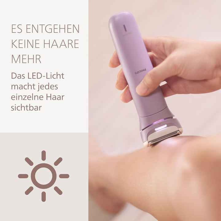 Philips Lady Shaver Series 8000 - kabelloser elektrischer Rasierer, nass und trocken, 3-Klingen-Syst