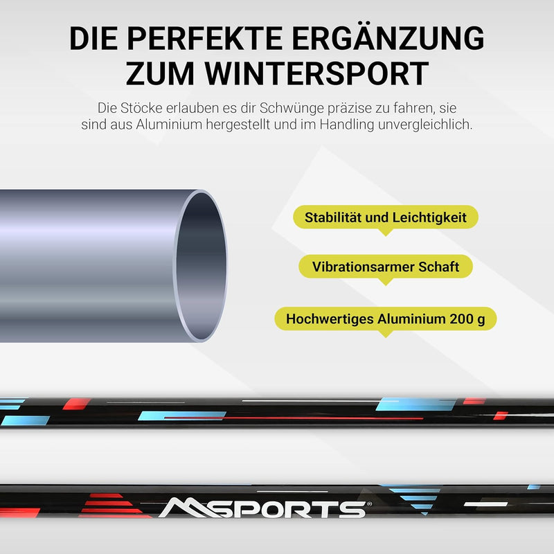 MSPORTS Skistöcke Premium inkl. Schneeteller Unisex I Skistock Aluminium in verschiedenen Längen I A