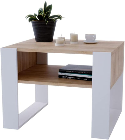 Couchtisch KARO rechteckiger Kaffeetisch aus Holz Modern Teetisch 65 x 53,6 45cm massiv und stabil (