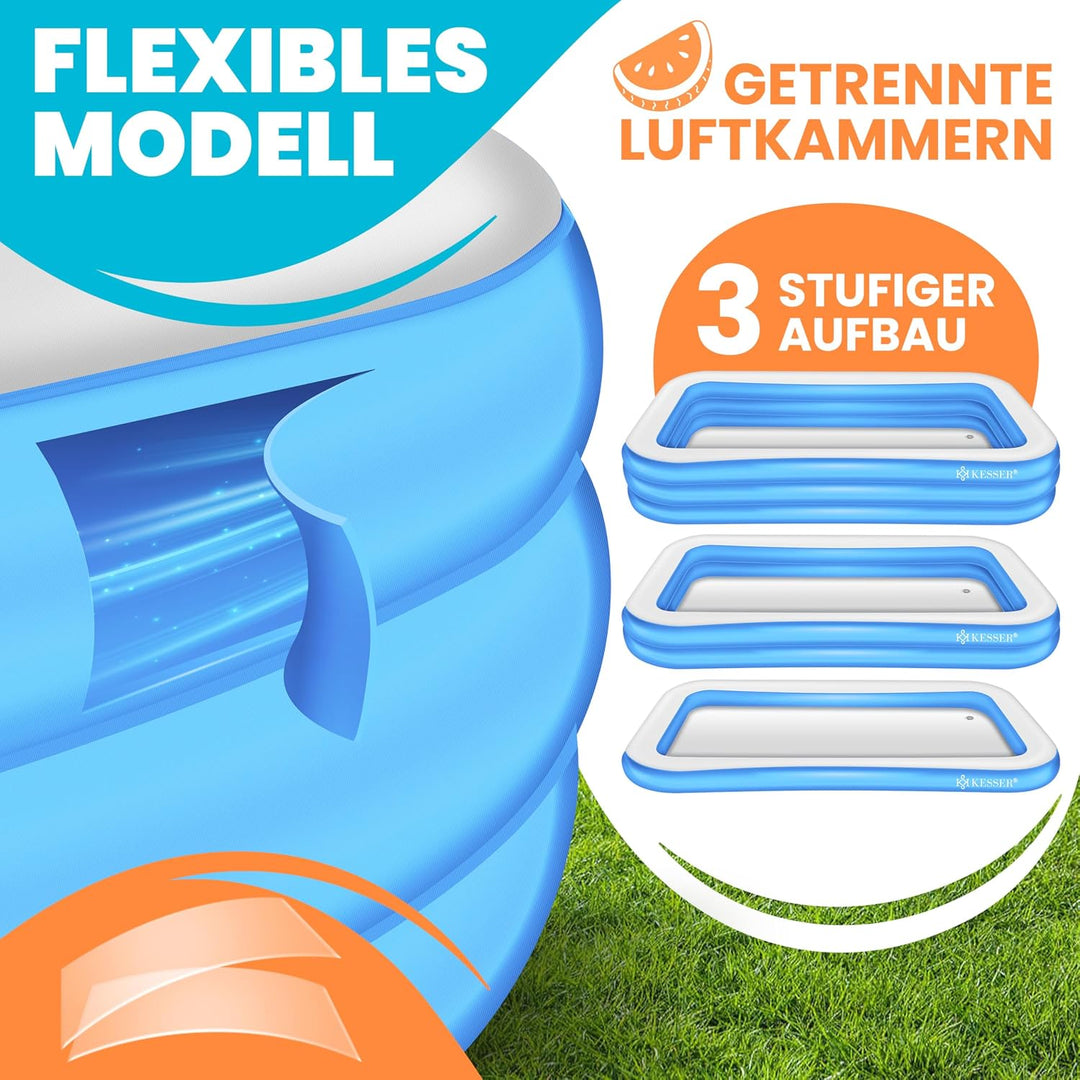 KESSER® Aufblasbarer Pool Familienpool für Kinder und Erwachsene Gartenschwimmbad Familienschwimmbad