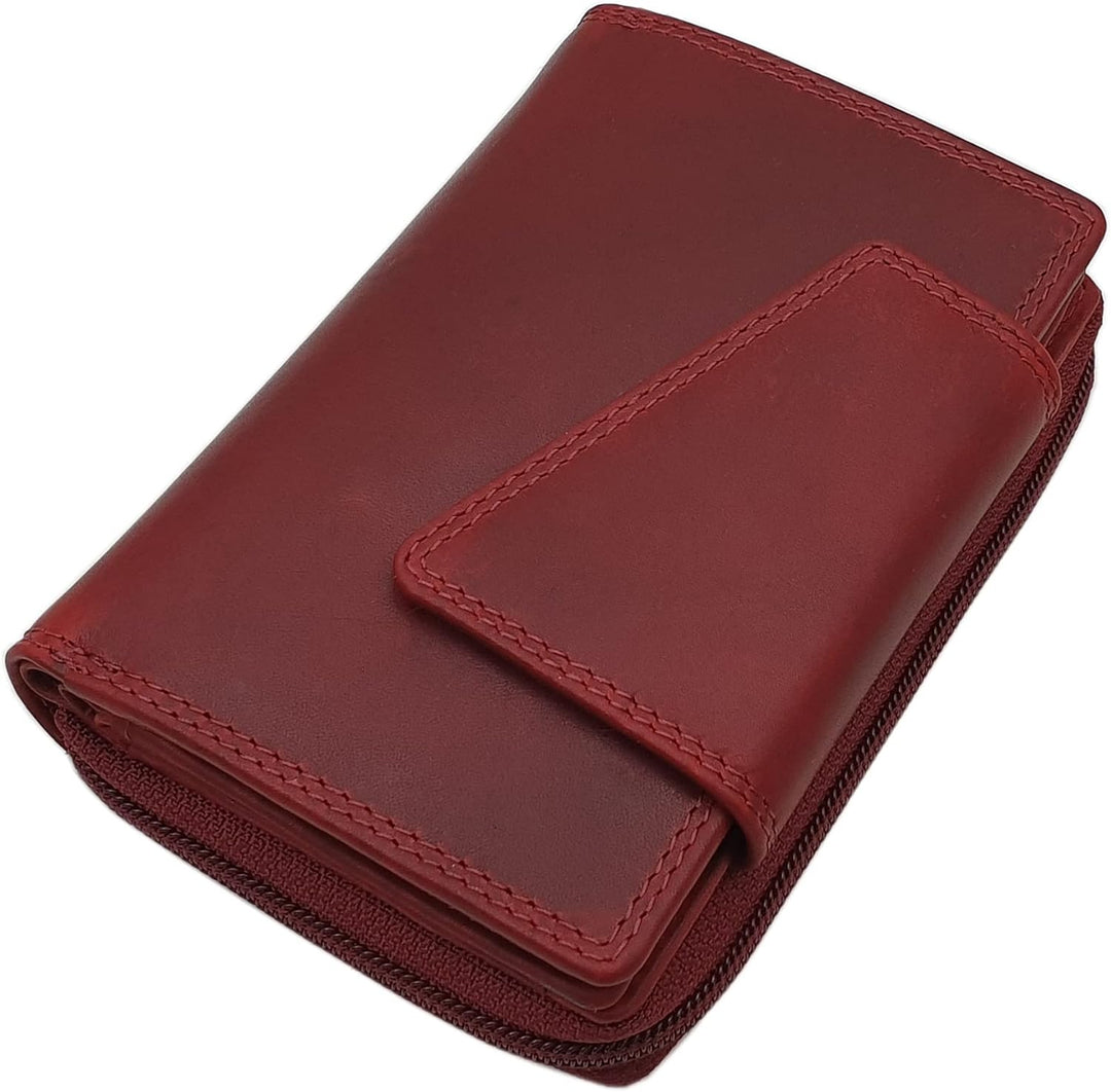Echt Rindleder Damen Geldbörse / Geldbeutel / Portemonnaie / Geldtasche / Portmonee in Hochformat mi