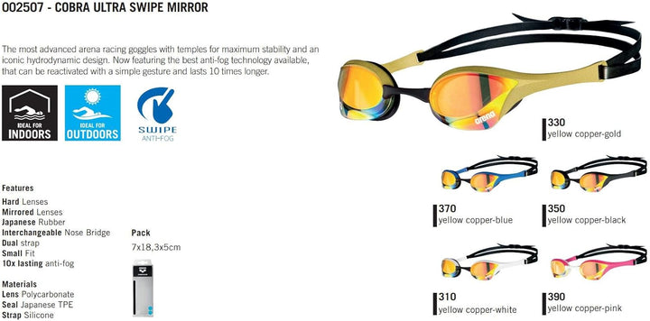arena Unisex – Erwachsene Cobra Ultra Swipe Mr (Yell-White) Swim Goggles, Mehrfarbig, 1 Brillen, Bri