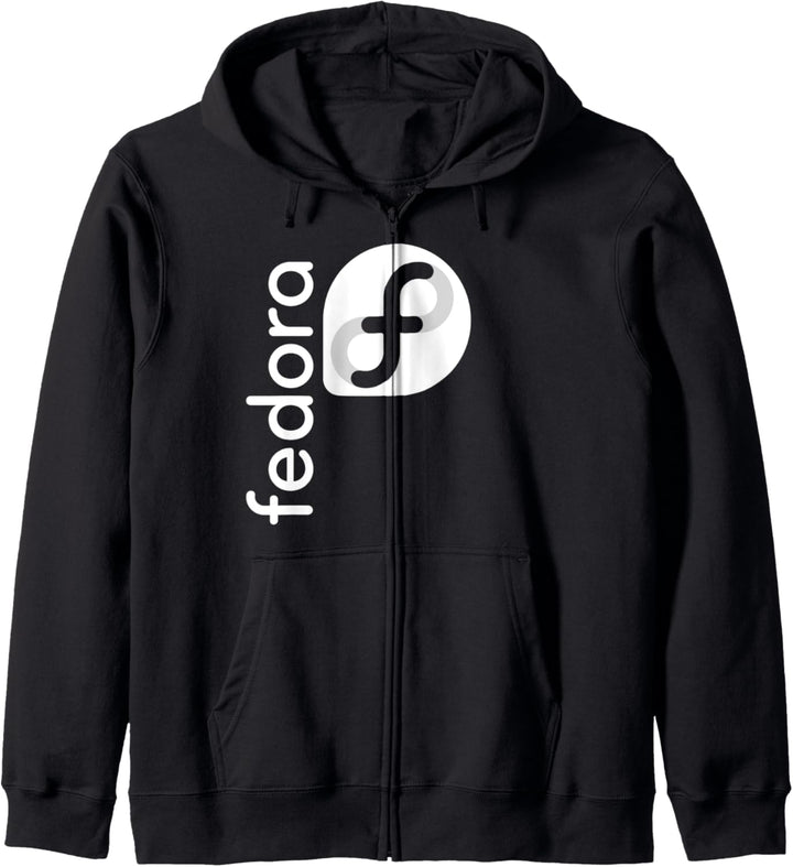 Linux Fedora T-Shirt, Weiss, Tagline & Logo Open Source Os Tee Kapuzenjacke