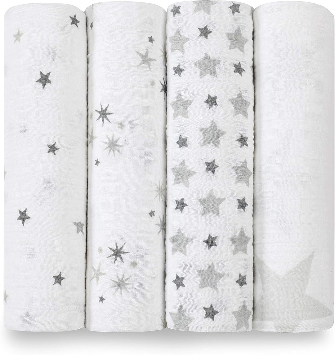 aden + anais twinkle, Pucktücher, Musselin aus 100% Baumwolle, 120cm X 120cm, 4er Pack, twinkle