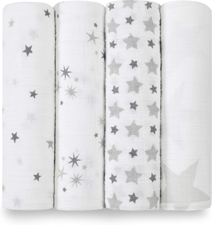 aden + anais twinkle, Pucktücher, Musselin aus 100% Baumwolle, 120cm X 120cm, 4er Pack, twinkle
