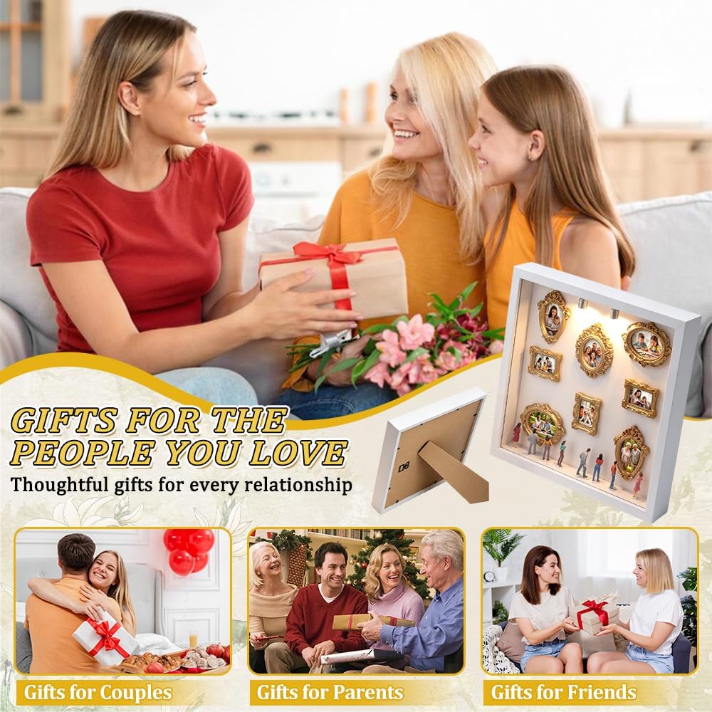 DIY Mini Museum Silhouette Box, mini bilderrahmen Vintage mit LED Licht, Museum of us Set mit 8 Mini