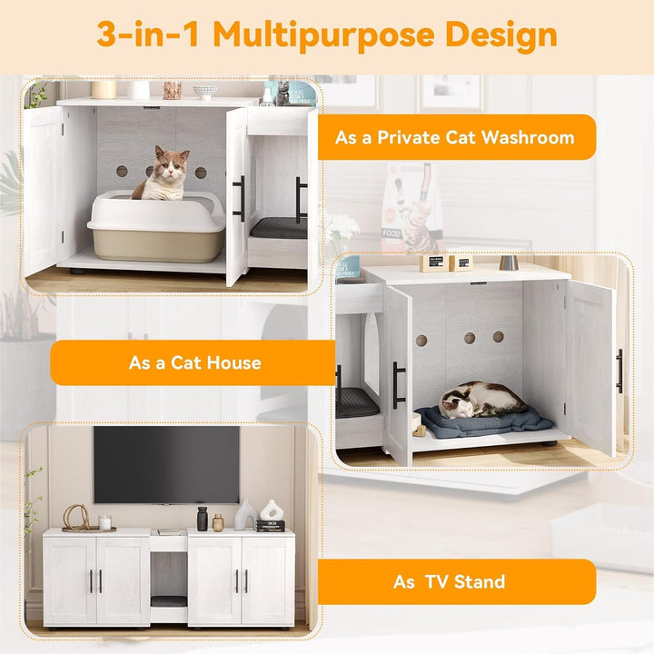 Katzenschrank Für Katzentoilette Katzenklo Schrank, Verstecktes Katzentoilette Für 2 Katzen, Katzenm