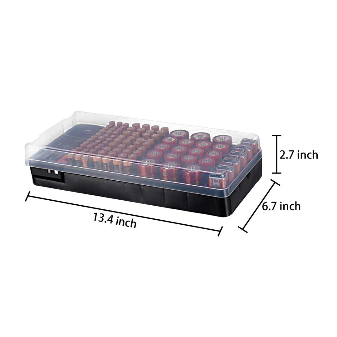 Batterie-Organizer, Aufbewahrungsbox mit Tester, hält 98 Batterien