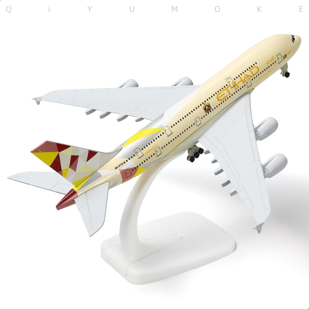 1/300 Metallflugzeugmodell für Etihad A380 für Airbus A380 Modellflugzeug mit Ständer (7.5 Zoll lang