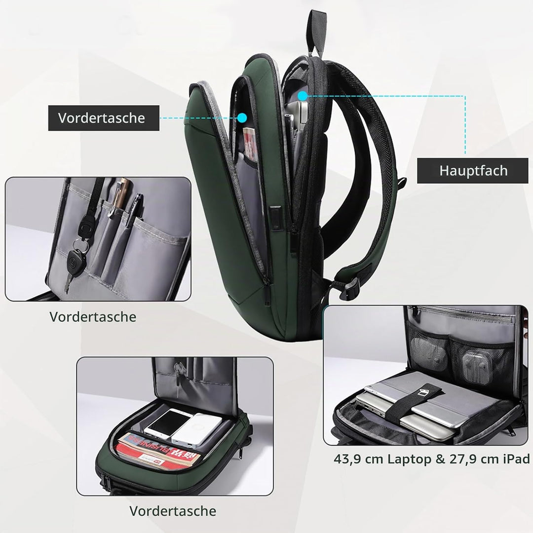 Laptop Rucksack Wasserdichter Gross mit USB-Anschluss Laptoptasche für 17 zoll Backpack Business Her