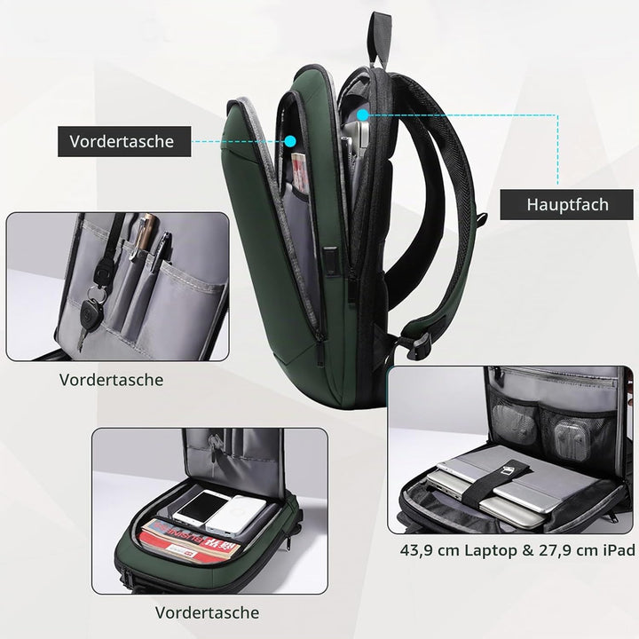 Laptop Rucksack Wasserdichter Gross mit USB-Anschluss Laptoptasche für 17 zoll Backpack Business Her