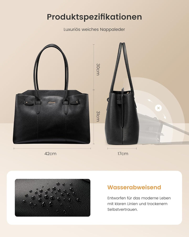 LOVEVOOK Handtasche Damen Gross, 15,6 Zoll Laptoptasche Arbeitstasche Elegant, Shopper Tasche Tote B