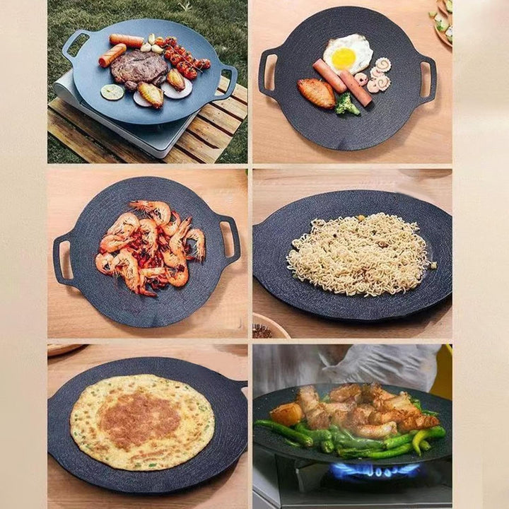 Koreanischer BBQ Grill Rund Grillplatte Antihaftbeschichtung Grillpfanne - Multifunktionale Koreanis