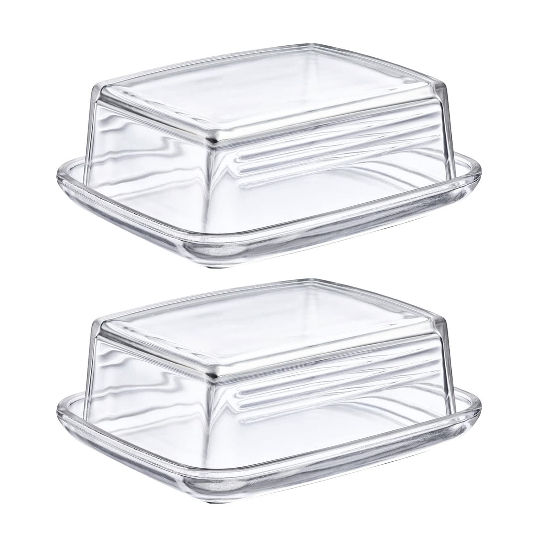 Westmark 2 Butterdosen aus Glas, Länge: 14,3 cm, Transparent, 208522E3 Glas Set 2tlg., Glas Set 2tlg
